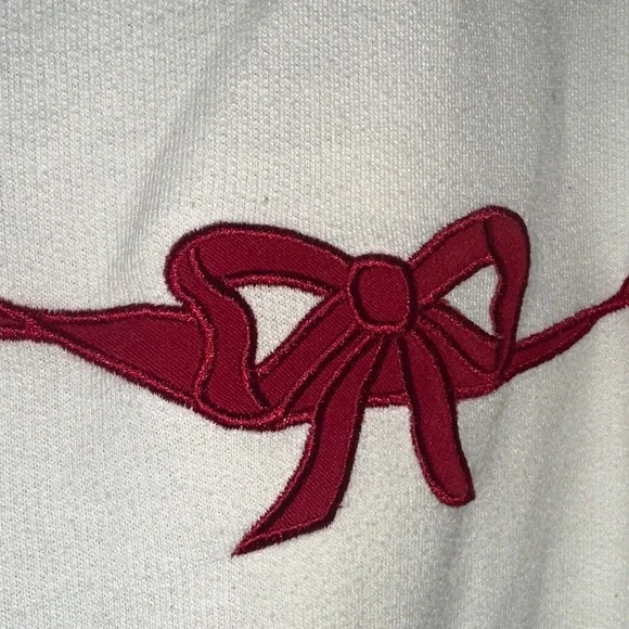 Alfred Dunner White and Red long  Sleeve  pullover  L petite VTG red bow - Picture 4 of 15